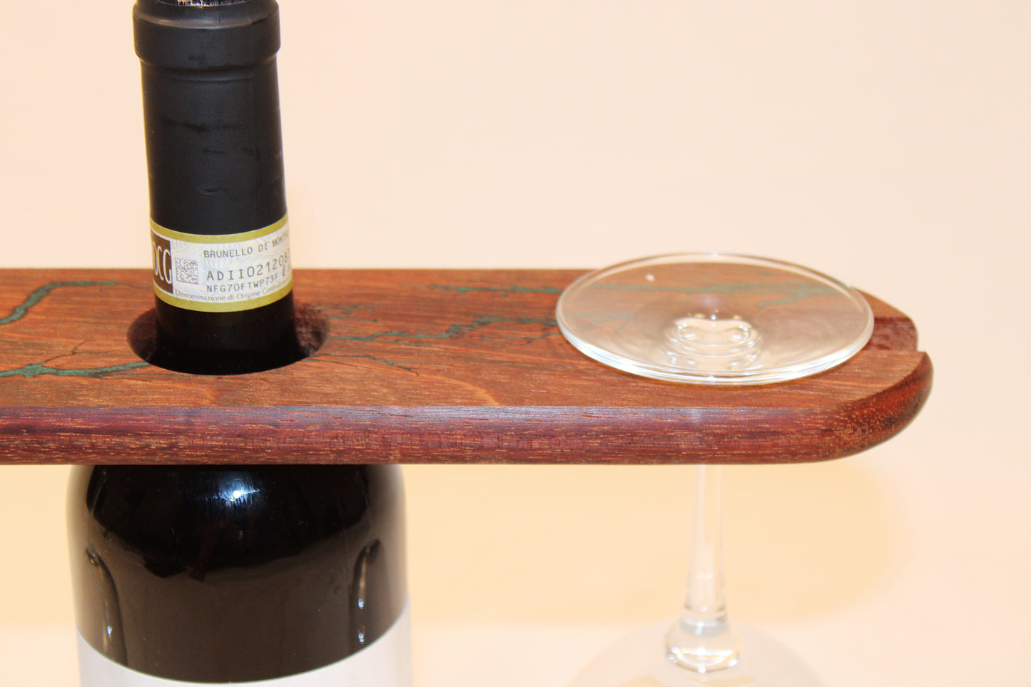 Tiger Wood Wine and Glass Holder